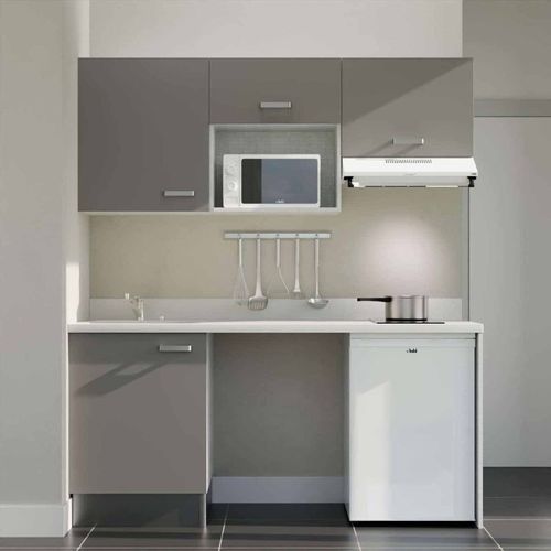 K55 : Gris - Plan Monobloc Snova Évier à Gauche + Electro Blanc