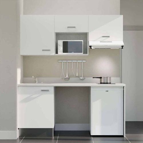 K55 : Blanc - Plan Monobloc Snova Évier à Gauche + Electro Blanc