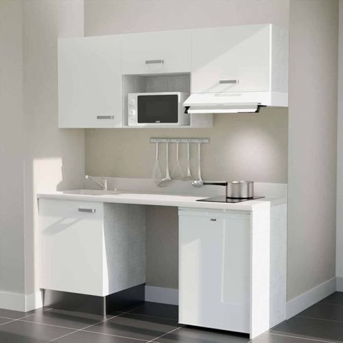 K55 : Blanc - Plan Monobloc Snova Évier à Gauche + Electro Blanc