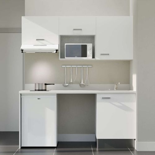 K55 : Blanc - Plan Monobloc Snova Évier à Droite + Electro Blanc