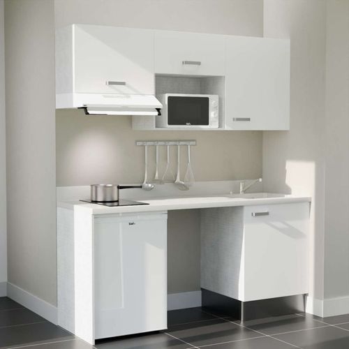 K55 : Blanc - Plan Monobloc Snova Évier à Droite + Electro Blanc