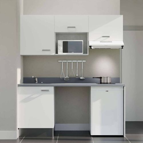 K55 : Blanc - Plan Monobloc Cromo Évier à Gauche + Electro Blanc