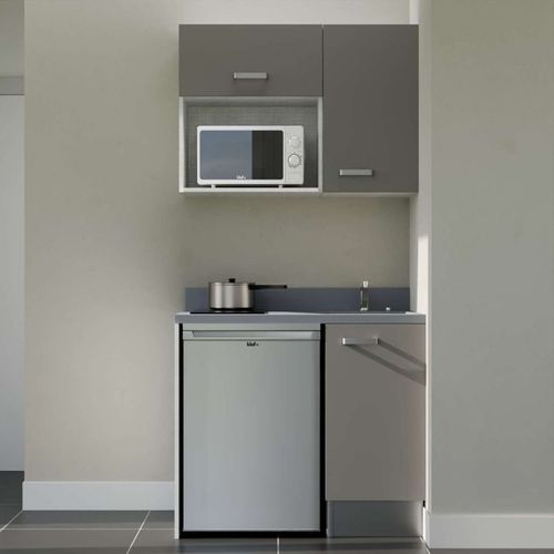 K00 : Gris - Plan Monobloc Cromo Évier à Droite + Electro Inox