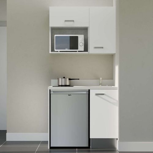 K00 : Blanc - Plan Monobloc Snova Évier à Droite + Electro Inox