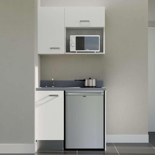 K00 : Blanc - Plan Monobloc Cromo Évier à Gauche + Electro Inox