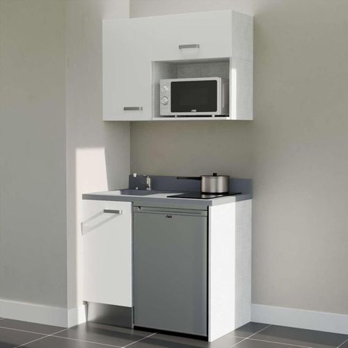 K00 : Blanc - Plan Monobloc Cromo Évier à Gauche + Electro Inox