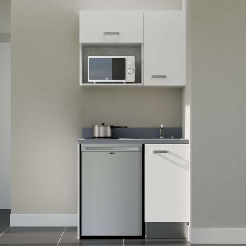 K00 : Blanc - Plan Monobloc Cromo Évier à Droite + Electro Inox