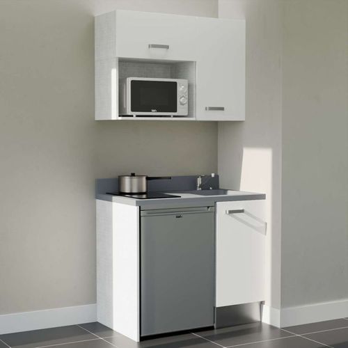 K00 : Blanc - Plan Monobloc Cromo Évier à Droite + Electro Inox