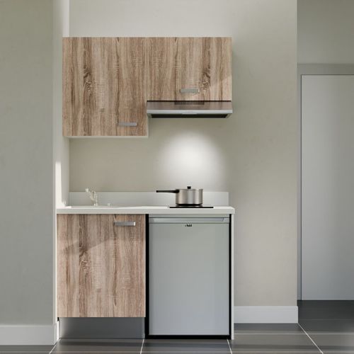 K01 : Bois - Plan Monobloc Snova Évier à Gauche + Electro Inox