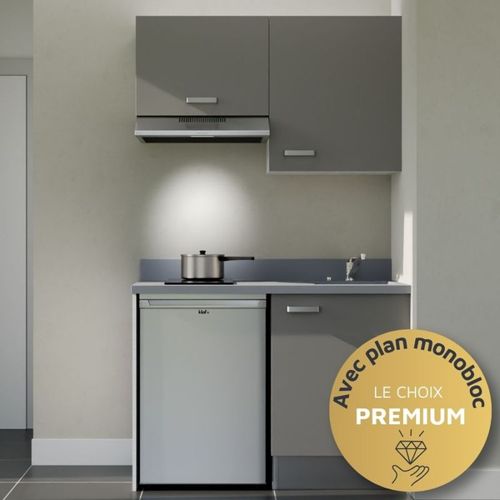 K01 : Gris - Plan Monobloc Cromo Évier à Droite + Electro Inox