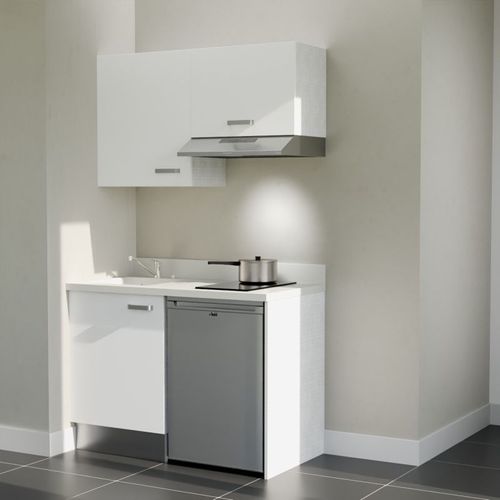 K01 : Blanc - Plan Monobloc Snova Évier à Gauche + Electro Inox