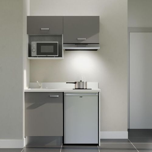 K02 : Gris - Plan Monobloc Snova Évier à Gauche + Electro Inox