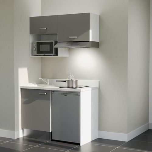 K02 : Gris - Plan Monobloc Snova Évier à Gauche + Electro Inox