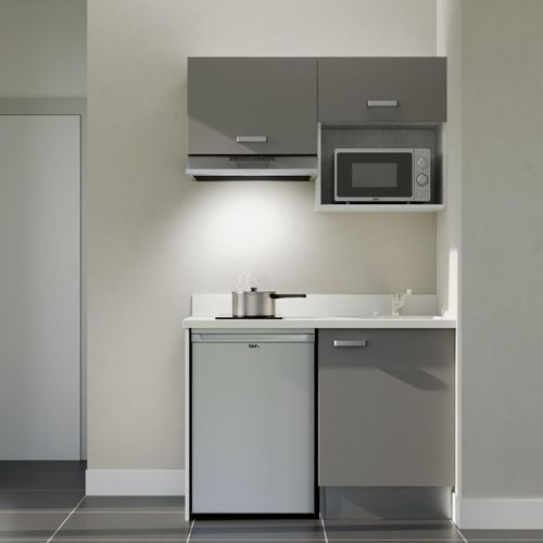 K02 : Gris - Plan Monobloc Snova Évier à Droite + Electro Inox