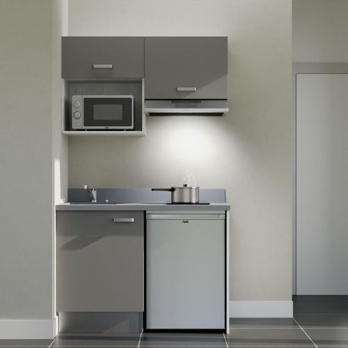 K02 : Gris - Plan Monobloc Cromo Évier à Gauche + Electro Inox