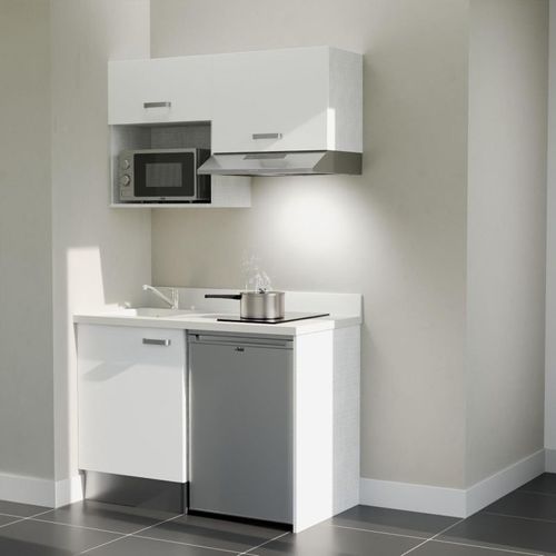 K02 : Blanc - Plan Monobloc Snova Évier à Gauche + Electro Inox