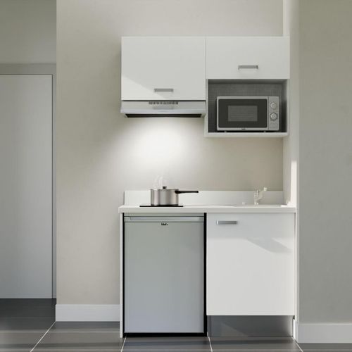 K02 : Blanc - Plan Monobloc Snova Évier à Droite + Electro Inox