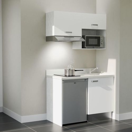 K02 : Blanc - Plan Monobloc Snova Évier à Droite + Electro Inox