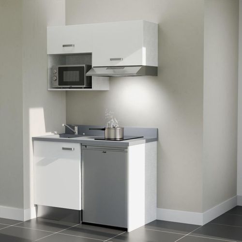 K02 : Blanc - Plan Monobloc Cromo Évier à Gauche + Electro Inox