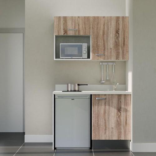 K07 : Bois - Plan Monobloc Snova Évier à Droite + Electro Inox