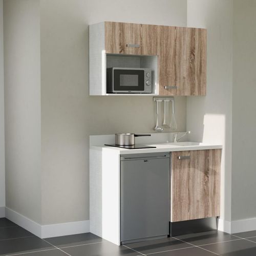 K07 : Bois - Plan Monobloc Snova Évier à Droite + Electro Inox