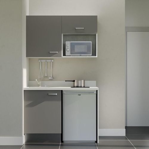 K07 : Gris - Plan Monobloc Snova Évier à Gauche + Electro Inox