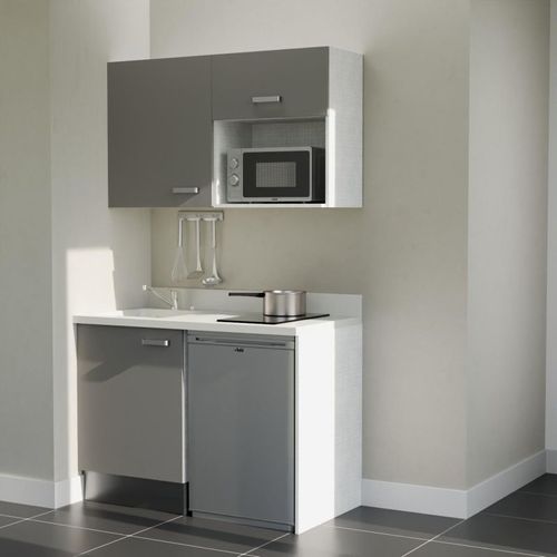 K07 : Gris - Plan Monobloc Snova Évier à Gauche + Electro Inox