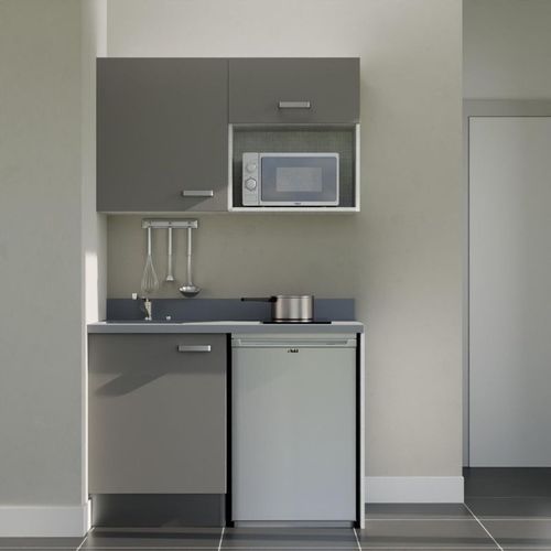 K07 : Gris - Plan Monobloc Cromo Évier à Gauche + Electro Inox