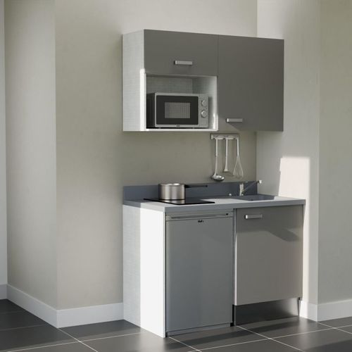 K07 : Gris - Plan Monobloc Cromo Évier à Droite + Electro Inox