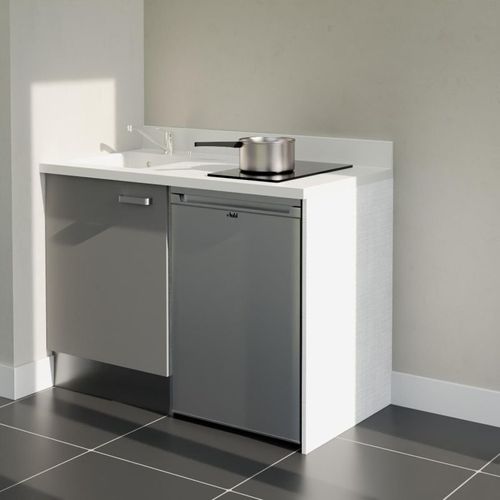 K08 : Gris - Plan Monobloc Snova Évier à Gauche + Electro Inox