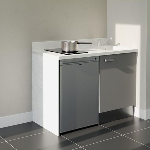 K08 : Gris - Plan Monobloc Snova Évier à Droite + Electro Inox