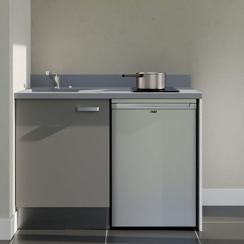 K08 : Gris - Plan Monobloc Cromo Évier à Gauche + Electro Inox