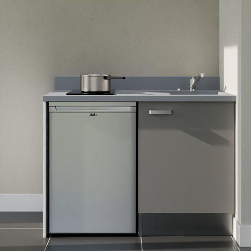 K08 : Gris - Plan Monobloc Cromo Évier à Droite + Electro Inox