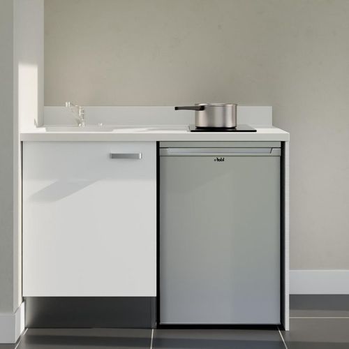 K08 : Blanc - Plan Monobloc Snova Évier à Gauche + Electro Inox