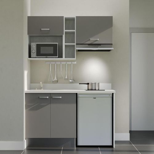 K13 : Gris - Plan Monobloc Snova Évier à Gauche + Electro Inox