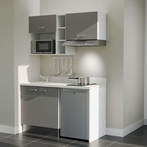 K13 : Gris - Plan Monobloc Snova Évier à Gauche + Electro Inox