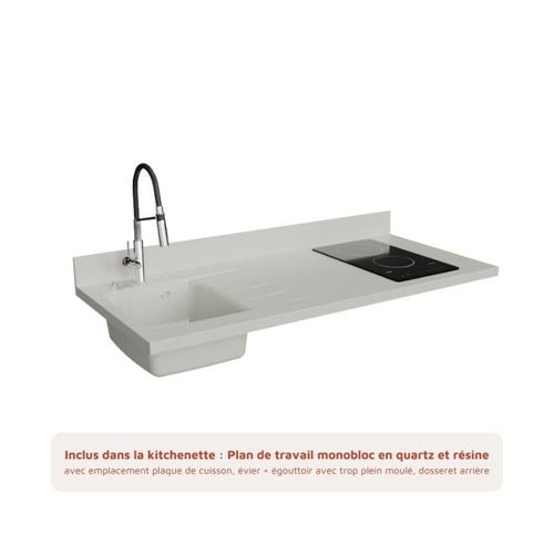 K13 : Gris - Plan Monobloc Snova Évier à Gauche + Electro Inox