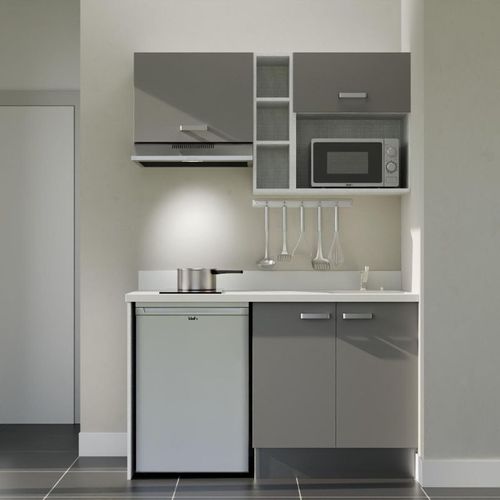 K13 : Gris - Plan Monobloc Snova Évier à Droite + Electro Inox