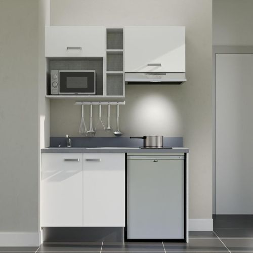 K13 : Blanc - Plan Monobloc Cromo Évier à Gauche + Electro Inox