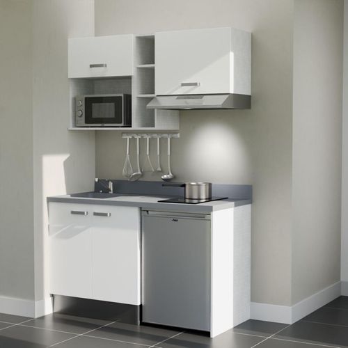 K13 : Blanc - Plan Monobloc Cromo Évier à Gauche + Electro Inox