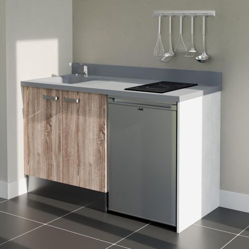 K17 : Bois - Plan Monobloc Cromo Évier à Gauche + Electro Inox