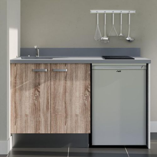 K17 : Bois - Plan Monobloc Cromo Évier à Gauche + Electro Inox