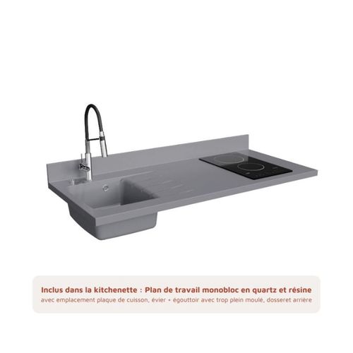 K17 : Bois - Plan Monobloc Cromo Évier à Gauche + Electro Inox