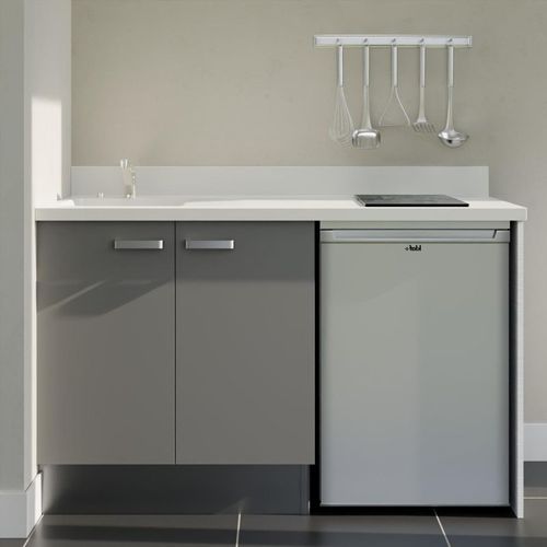 K17 : Gris - Plan Monobloc Snova Évier à Gauche + Electro Inox