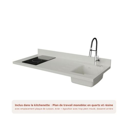 K17 : Gris - Plan Monobloc Snova Évier à Droite + Electro Inox