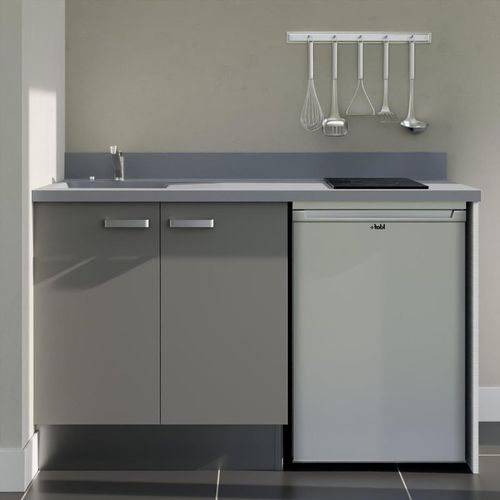 K17 : Gris - Plan Monobloc Cromo Évier à Gauche + Electro Inox