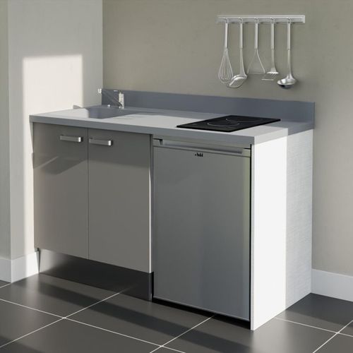 K17 : Gris - Plan Monobloc Cromo Évier à Gauche + Electro Inox