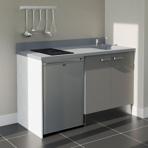 K17 : Gris - Plan Monobloc Cromo Évier à Droite + Electro Inox