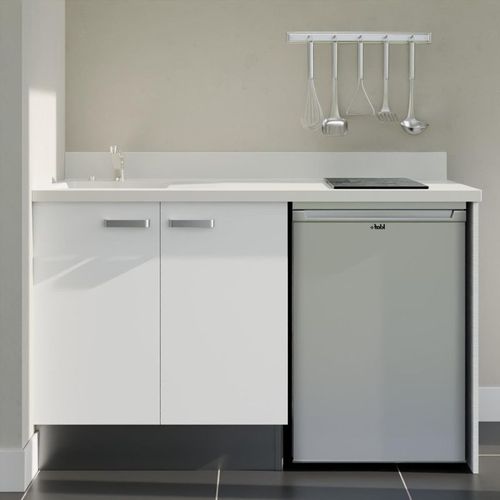 K17 : Blanc - Plan Monobloc Snova Évier à Gauche + Electro Inox