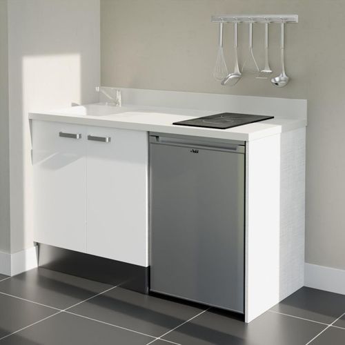 K17 : Blanc - Plan Monobloc Snova Évier à Gauche + Electro Inox